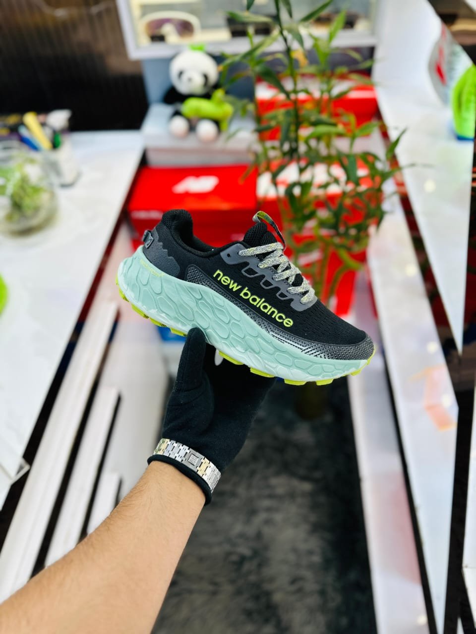 New Balance Fresh Foam X Trail V3 Black Grey Green Running Shoes - Image 2