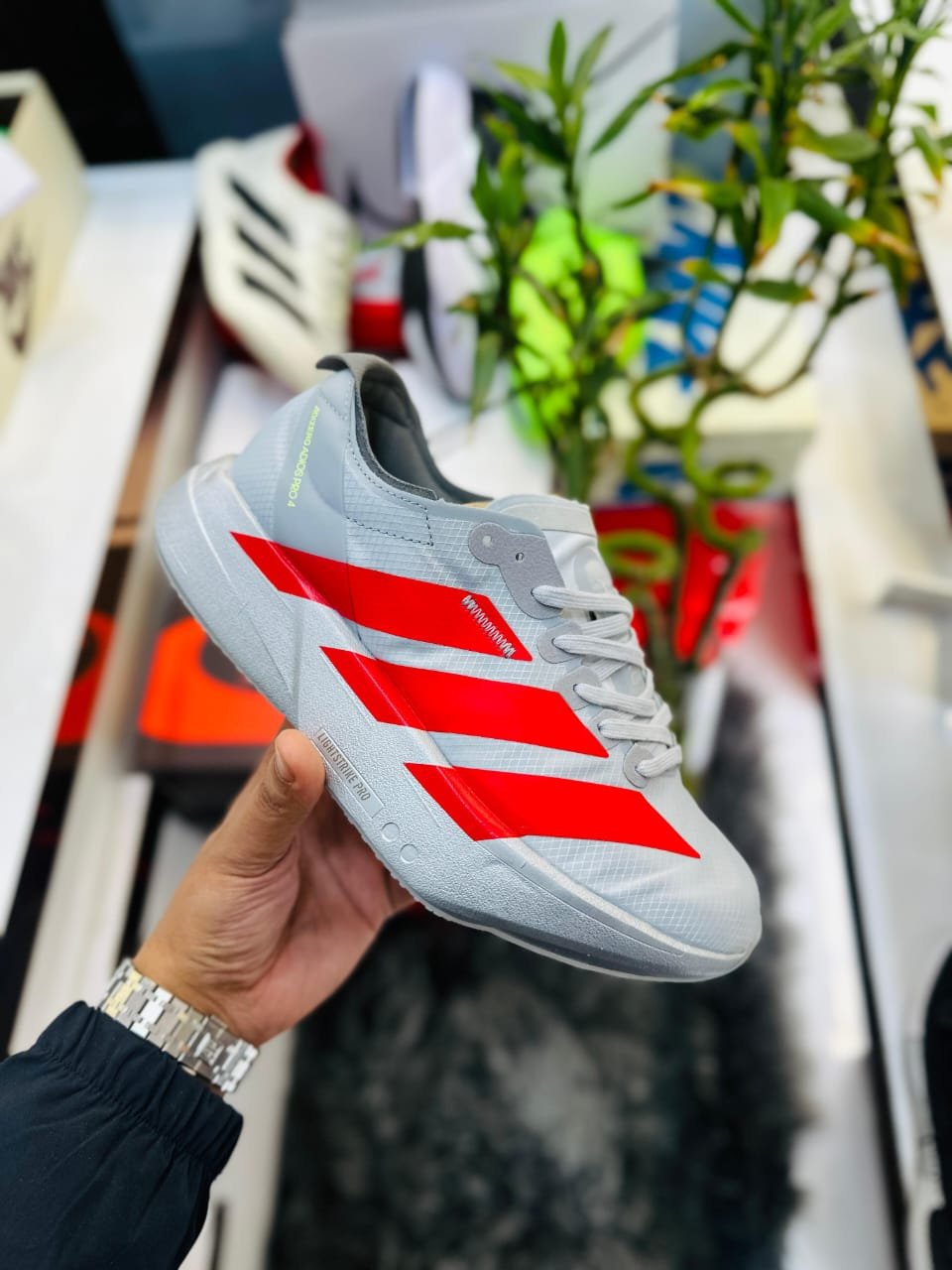 Adidas Adizero Adios Pro 4 'Silver Metallic Lucid Red' Running Shoes - Image 2