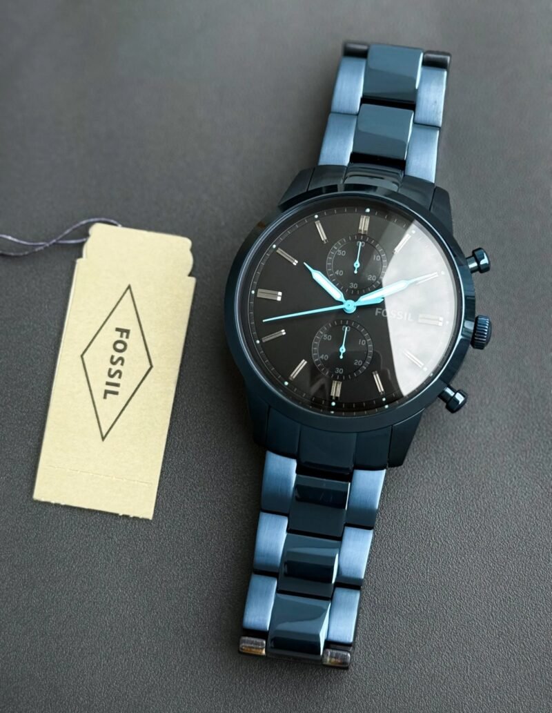 FOSSIL BLACK SATIN DIAL CHRONOGRAPH MOVEMENT