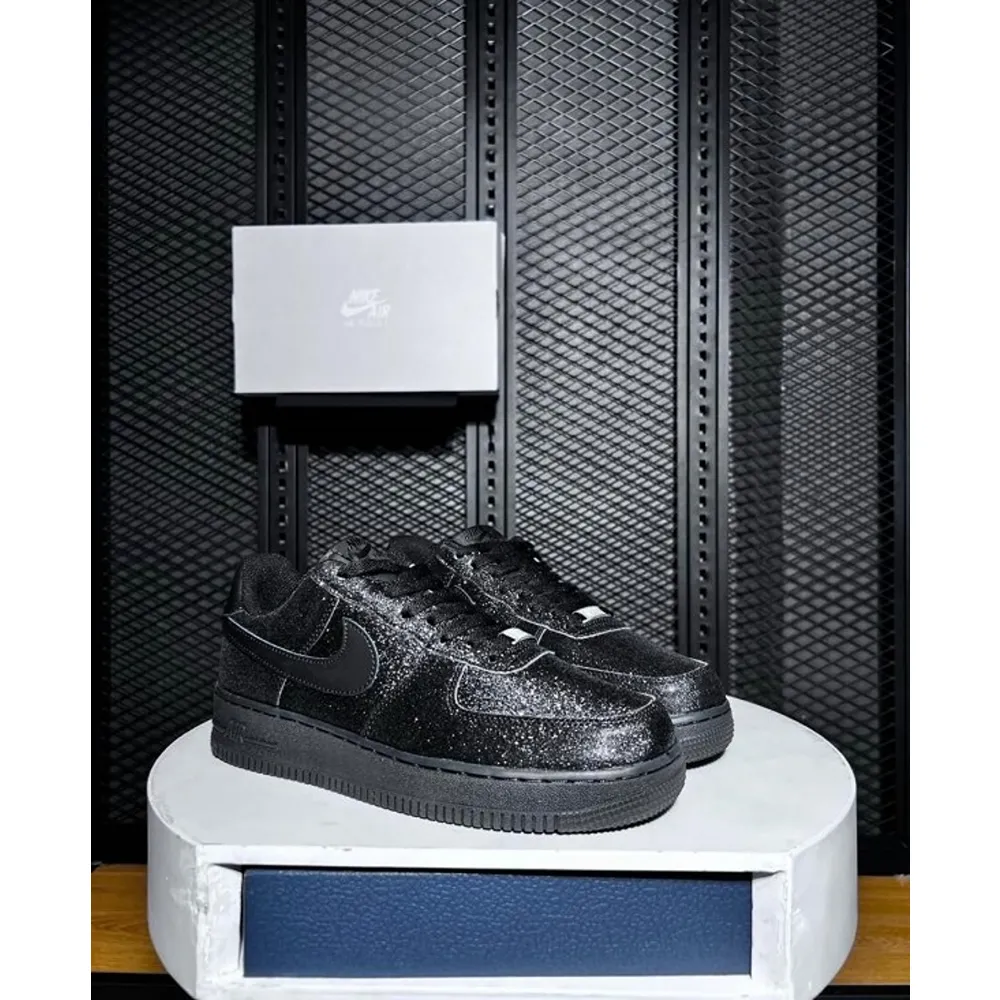 Nike Air Force 1 All Black Glitter Shoes For Men (SL505)