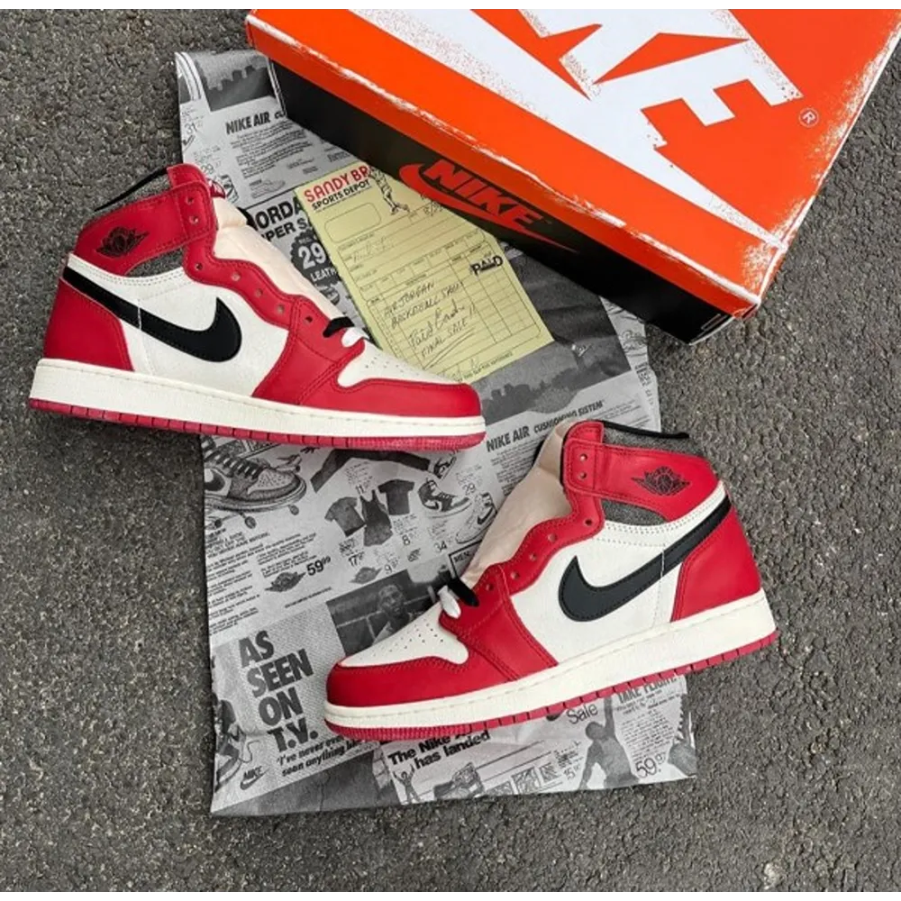 Nike Air Jordan Retro 1 High Lost and Found with OG Box Yellow Bill OG Powder Sole Men’s Shoes (FT472)