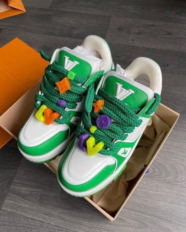 Louis Vuitton Trainer Maxi GreenWhite Men Shoes - Image 3