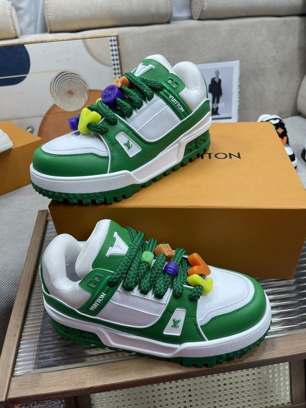 Louis Vuitton Trainer Maxi GreenWhite Men Shoes - Image 2