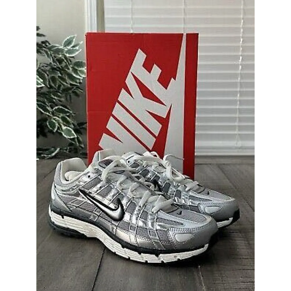 Nike P-6000 White Metallic Silver Shoes For Men (BSF686)