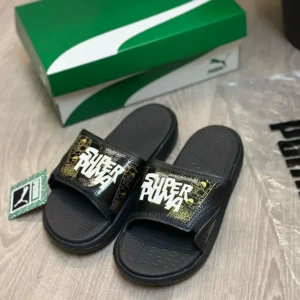 Premium Puma Softride Flip Flops Pro 24 Super Black Gold For Men (LAB1335)
