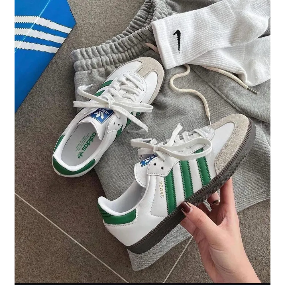 Premium Adidas Samba White Green Shoes For Men (LAB1615) - Image 4