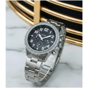 Trendy Fossil Bowman Chronograph Watch Silver Black For Men (BOT393)